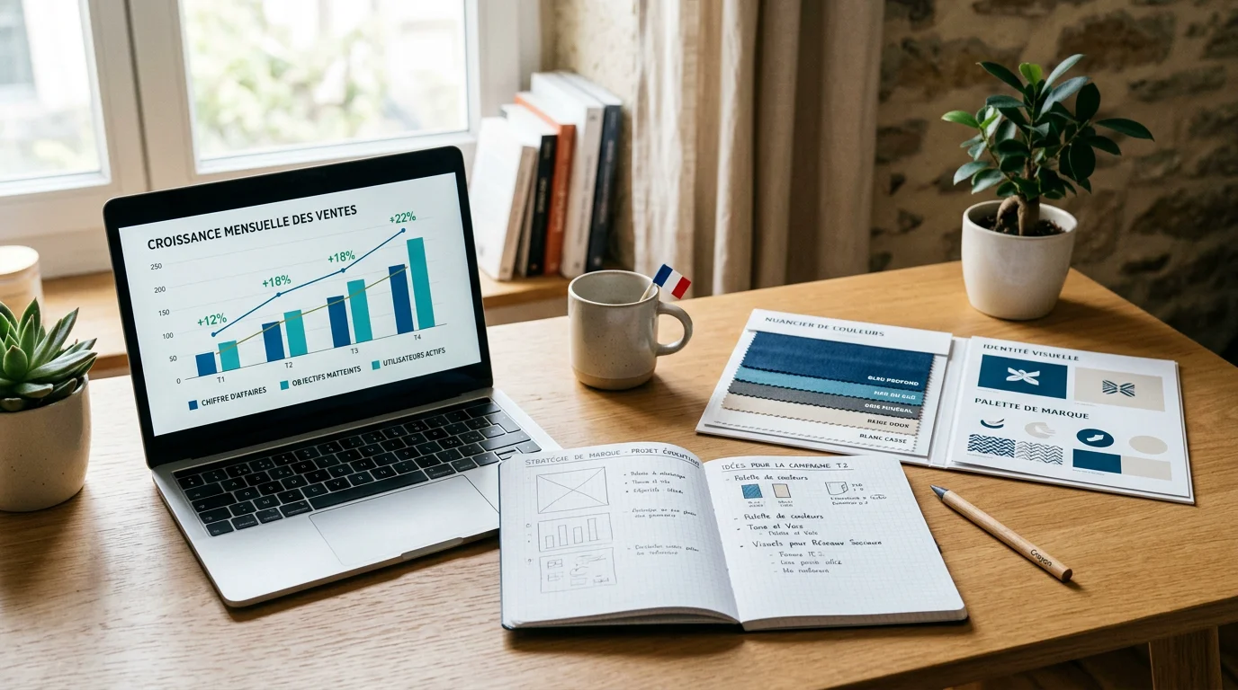 Plan de travail illustrant l'alliance entre branding et marketing digital